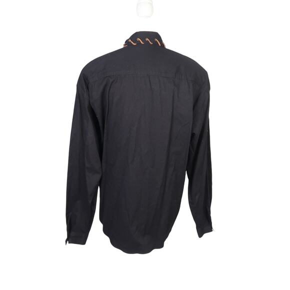 Vintage 90s KZK black western suede trim button down top L - Picture 4 of 6